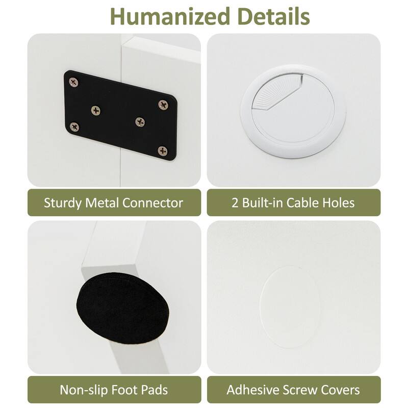 Humanized Details

- Sturdy Metal Connector
- 2 Built-in Cable Holes
- Non-slip Foot Pads
- Adhesive Screw Covers