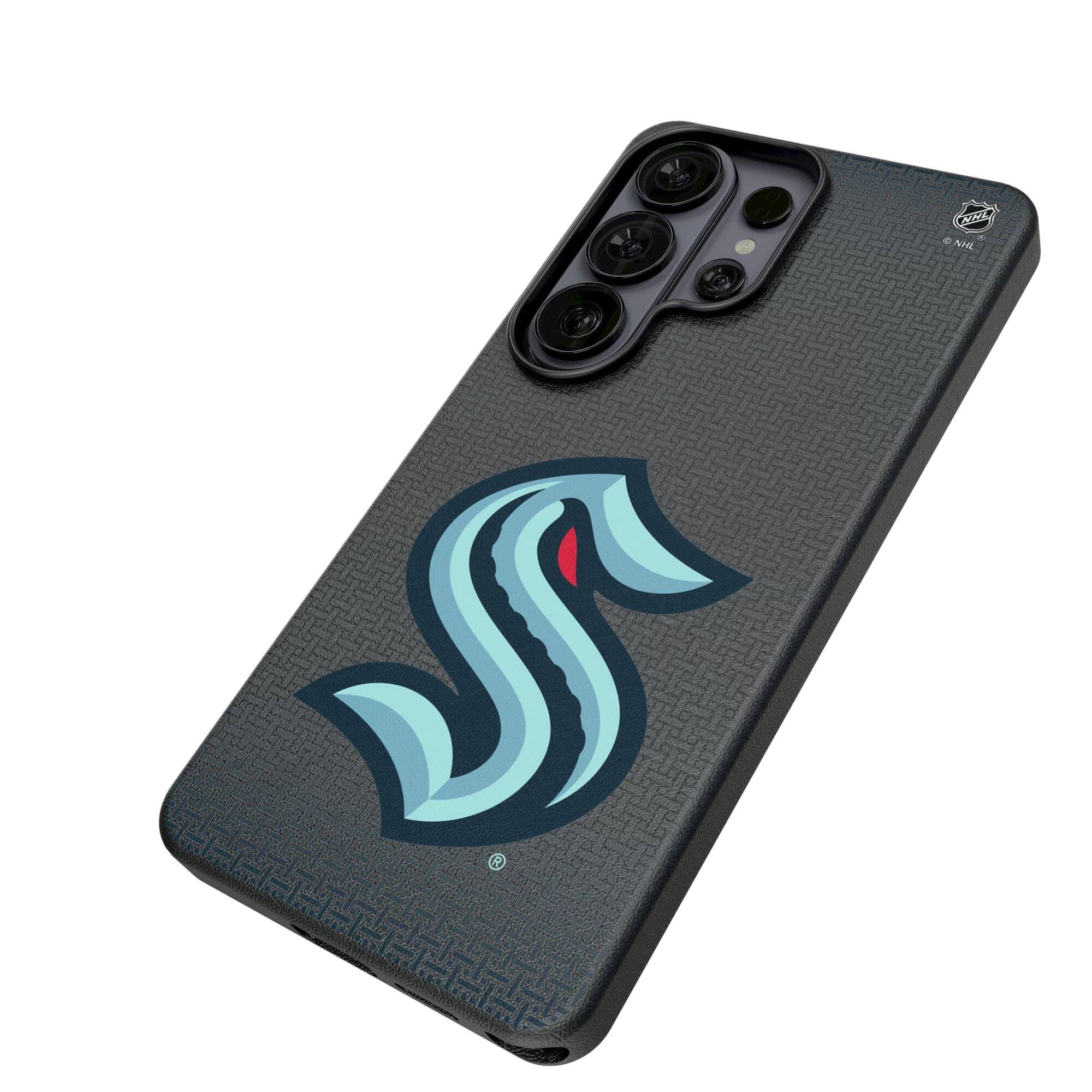 Alt View 1. Keyscaper - Seattle Kraken Linen Galaxy Magnetic Bump Case - S25 Ultra - Black.