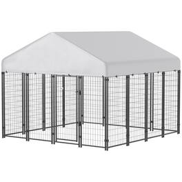 Pawhut - Dog Kennel with Roof - Silver