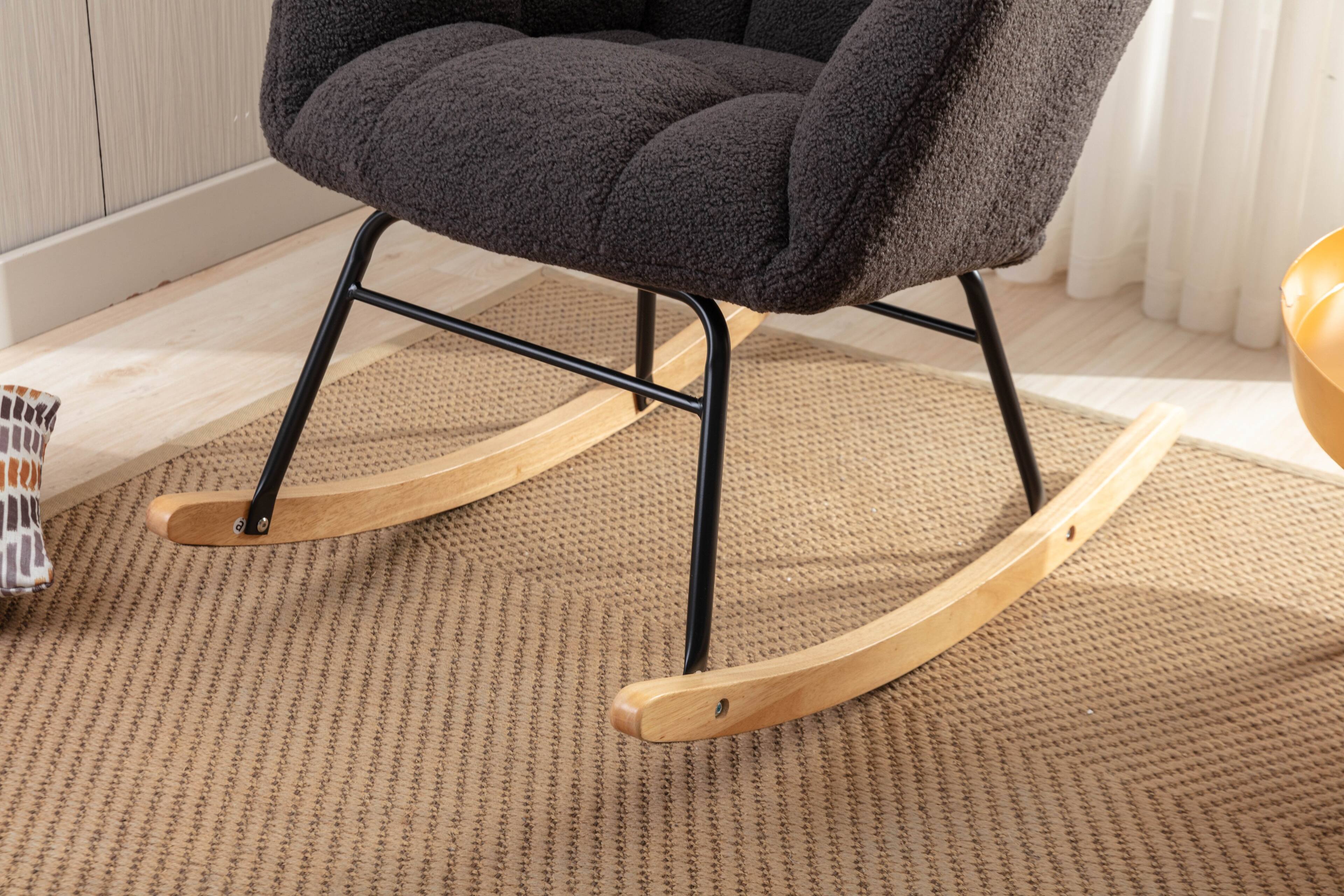 Alt View 1. Anysun - Teddy Fabric Rocking Gilder Nursery Chair For Living Room Indoor - Dark Gray .