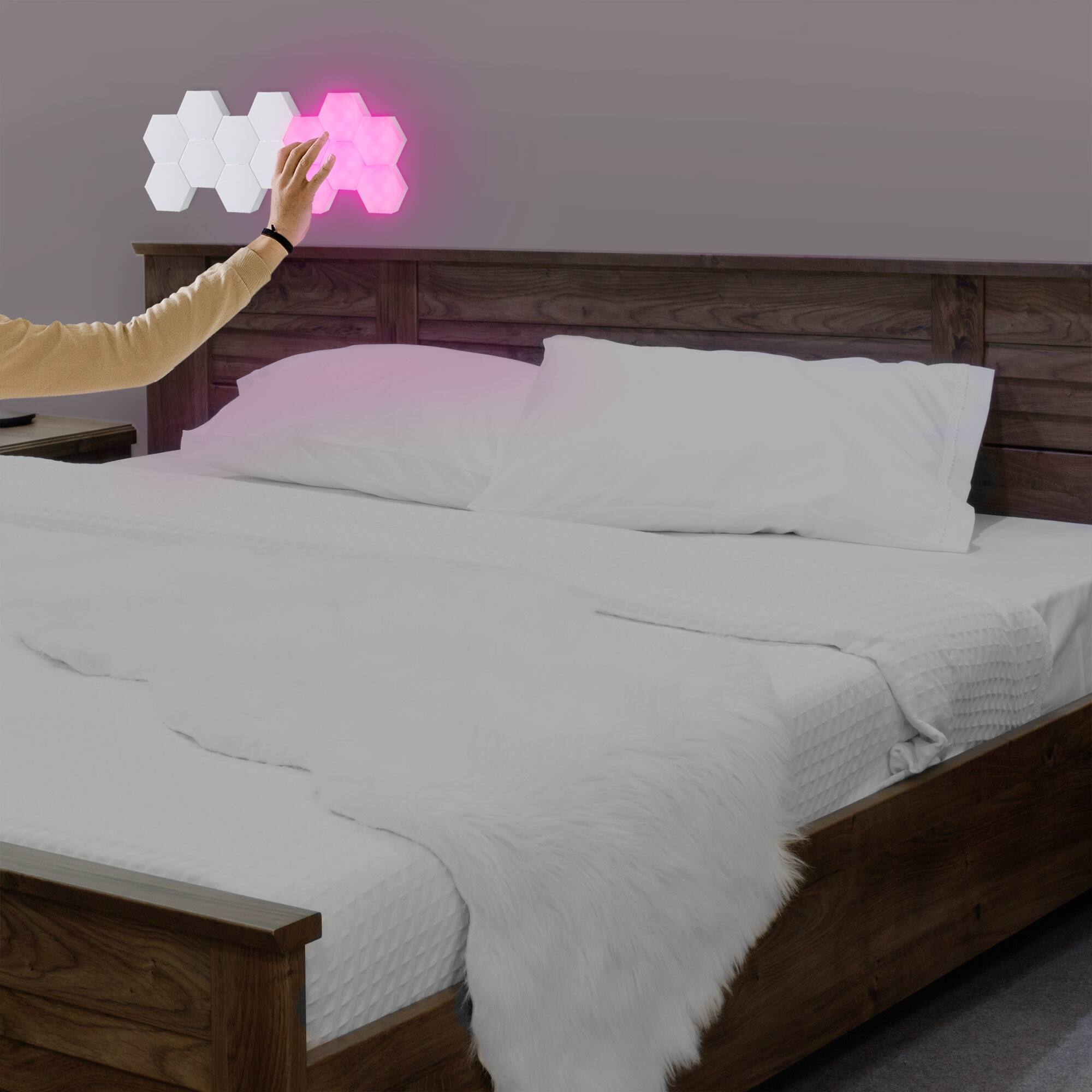 Angle. Monster - Monster Hexagon Unique Multi-Color LED Touch Light, Four Color-Changing Modes, 9 Piece Set - Multicolor.