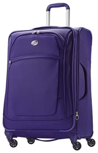 Front. American Tourister - iLite XTREME 25" Expandable Spinner Suitcase - Purple.