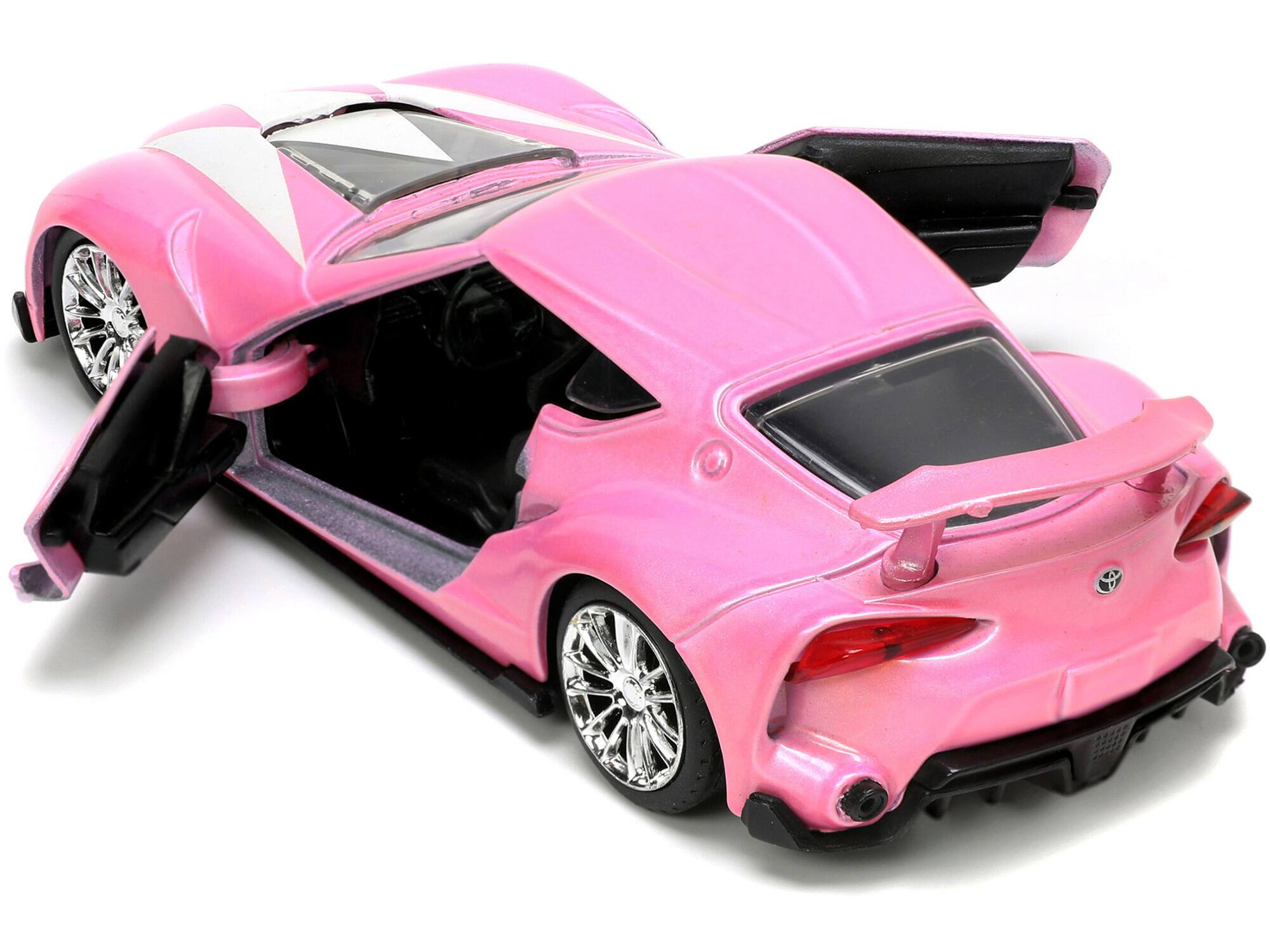 Alt View 3. Jada - Toyota FT-1 Concept Pink Met. and Pink Ranger Figurine "Power Rangers" "Hollywood Rides" 1/32 Model Car by Jada.