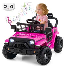Gymax - Kids Ride on Car Truck 12V Battery Powered Electric Vehicle w/ Foldable Mirrors - Pink