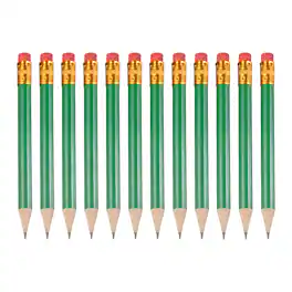 Unique Bargains - 12pcs HB Pencils, 4inch Short Thick Golf Pencils Pre-Sharpened w/ Eraser Bulk for Sport, Games, Meeting, Office, Writing - Green