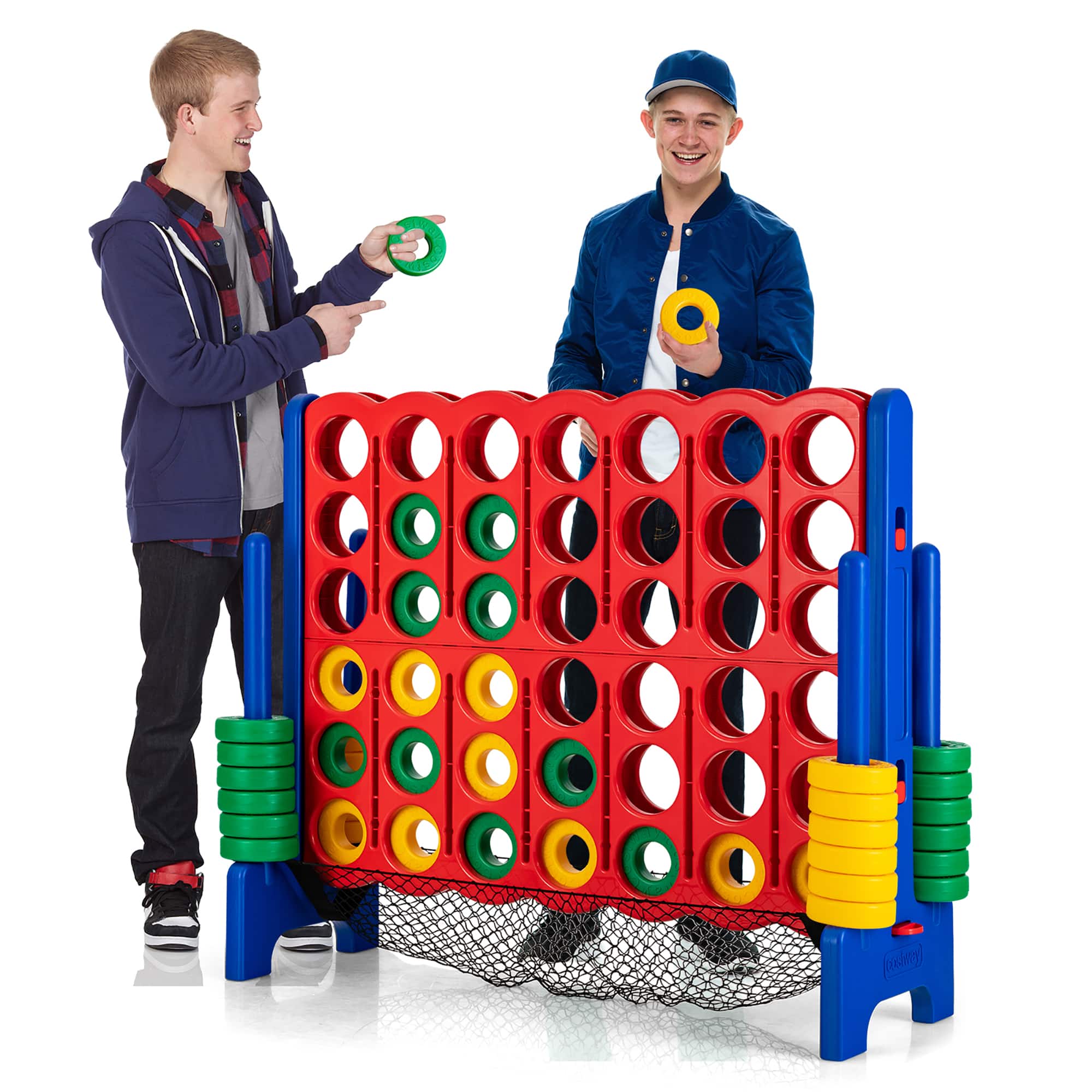 Front. Costway - Costway 4-to-Score Giant Game Set 4-in-a-Row Connect Game W/Net Storage for Kids & Adult - Red,Blue.