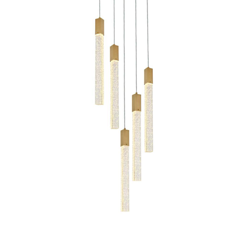 Alt View 4. Elegant Lighting - Weston 5 lights pendant in satin gold - Satin Gold.