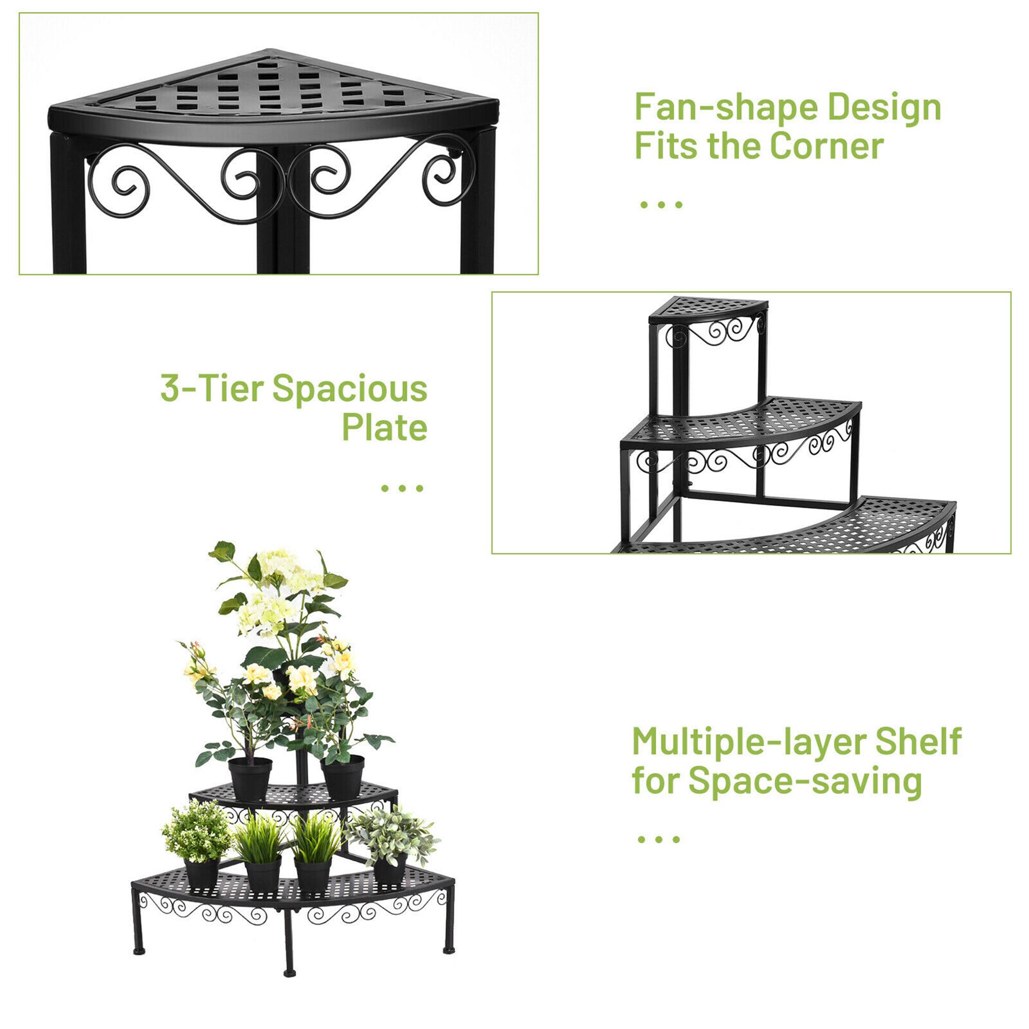 - Fan-shape Design Fits the Corner
- 3-Tier Spacious Plate
- Multiple-layer Shelf for Space-saving