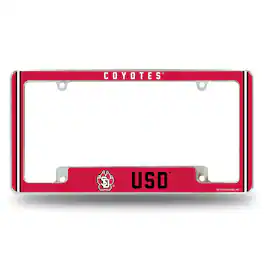 Rico Industries - South Dakota Coyotes Chrome Metal License Plate Frame with Full Frame Team Color Graphics - Multi