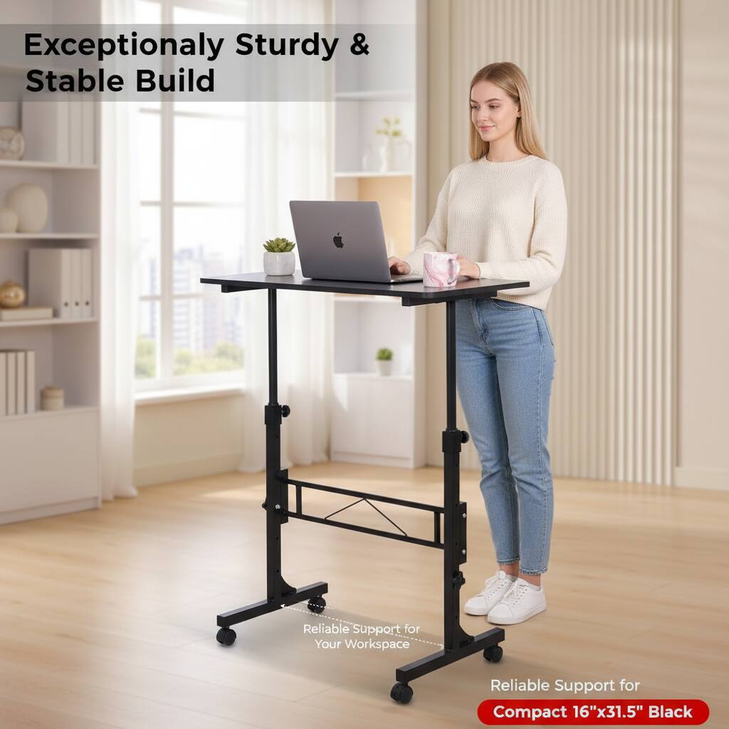 Exceptionally Sturdy & Stable Build

Reliable Support for Your Workspace

Reliable Support for Compact 16"x31.5" Black