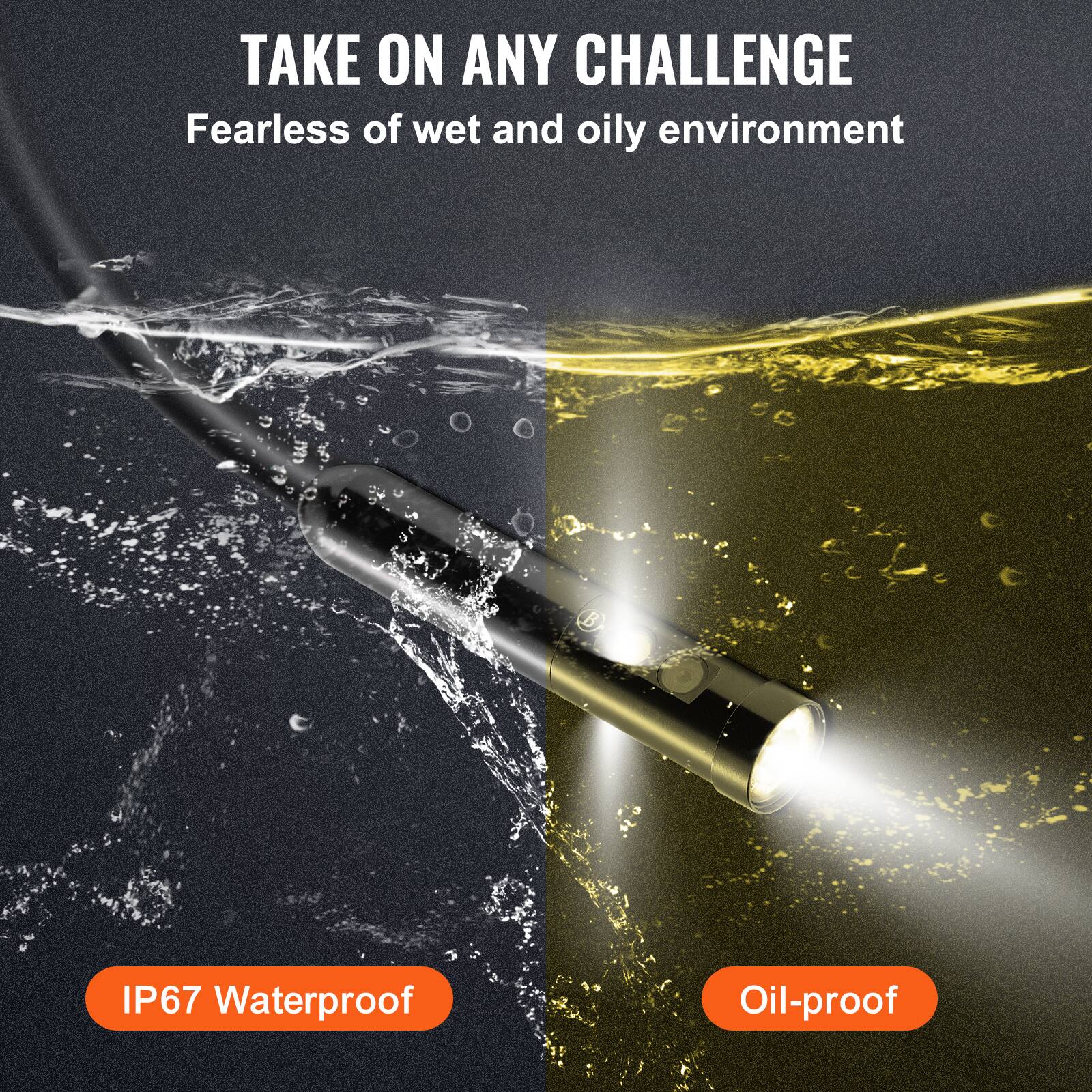 TAKE ON ANY CHALLENGE  
Fearless of wet and oily environment  

IP67 Waterproof  
Oil-proof