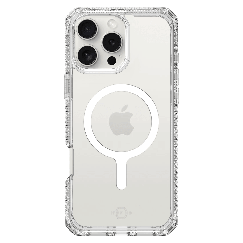 Front. Itskins - Hybrid_R Clear MagSafe Case for Apple iPhone 16 Pro Max - Clear.