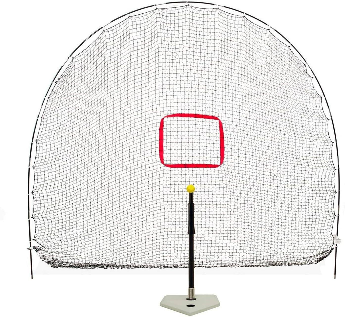 Front. Amber Sporting Goods - Heater Sports 3-in-1 Hitting Station - Lightweight & Portable Ball Net W/Adjustable Batting Tee Package- 6' x 8' - Multicolor.
