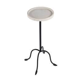 Butler Specialty - Berlin 10 in. W Round Marble and Iron Side Table - White and Black