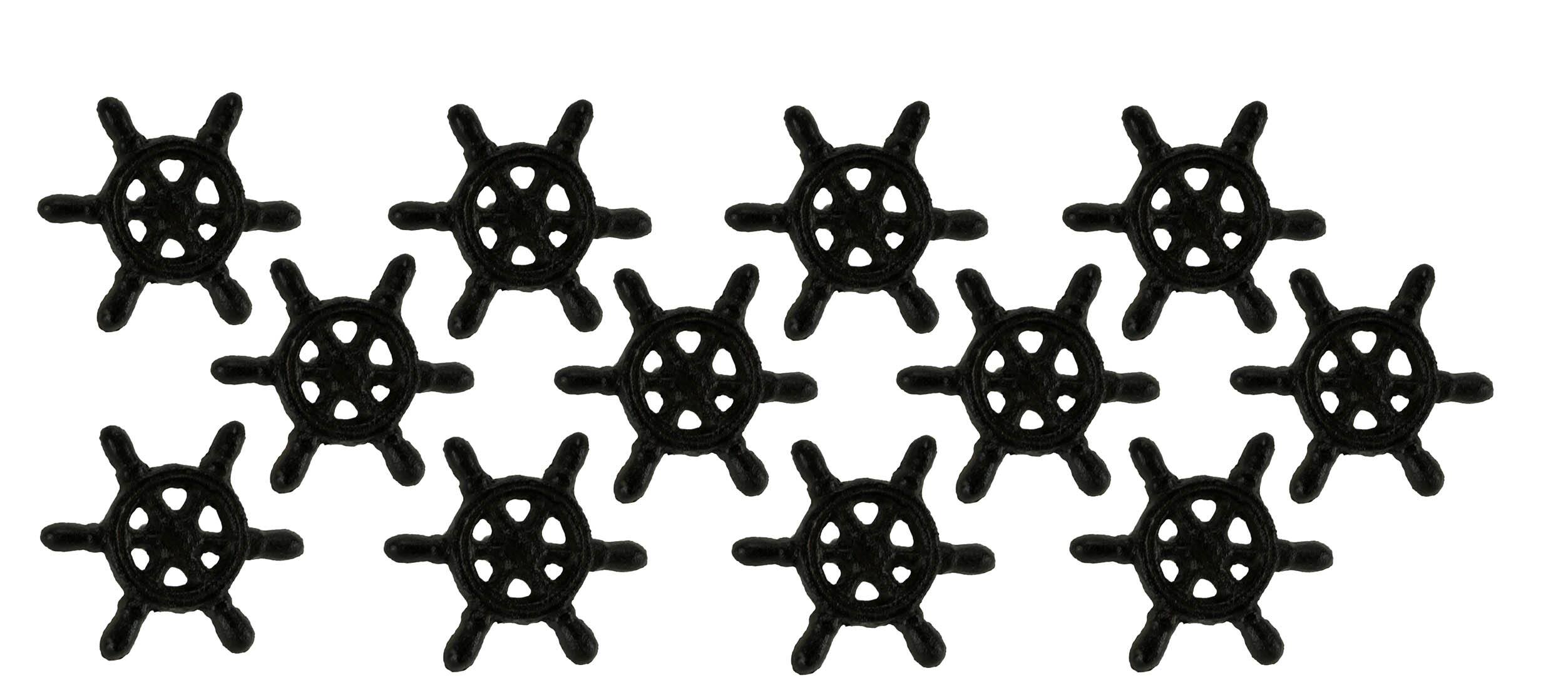 Front. Chesapeake Bay - Dark Brown Cast Iron Nautical Ship Wheel Drawer Pulls or Cabinet Knobs Set of 12 - Brown.