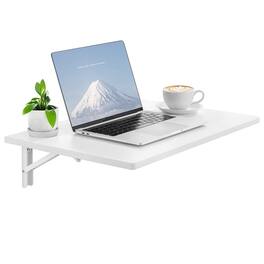 VEVOR - Wall Mounted Folding Table, 23.6 x 15.7 inches Wall Mount Table, Floating Desk with Iron Bracket, Fold Down Desk - White