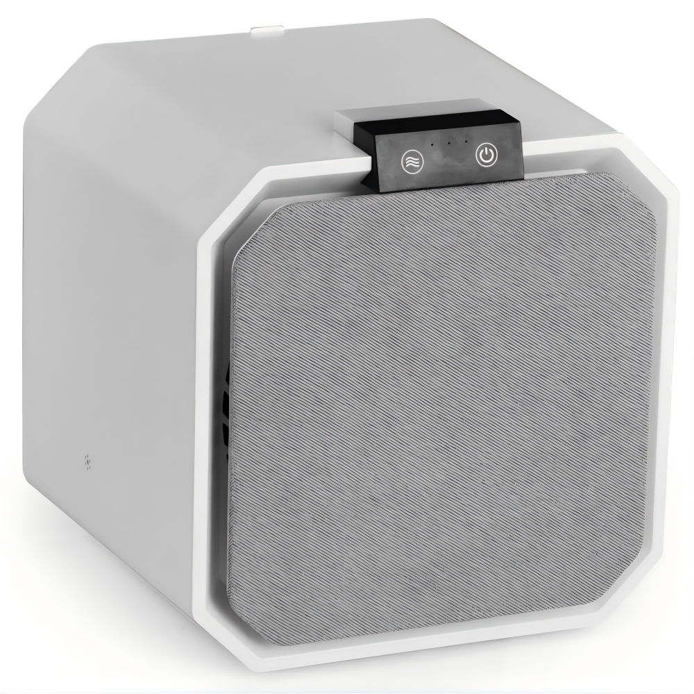 Left. SKONYON - Desktop HEPA Air Purifier with Composite Filter - White.