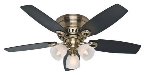 Front. Hunter - Hatherton 46" Ceiling Fan - Antique Brass.
