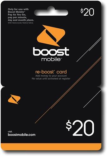 Front Standard. Boost Mobile - $20 Prepaid Wireless Airtime Card.