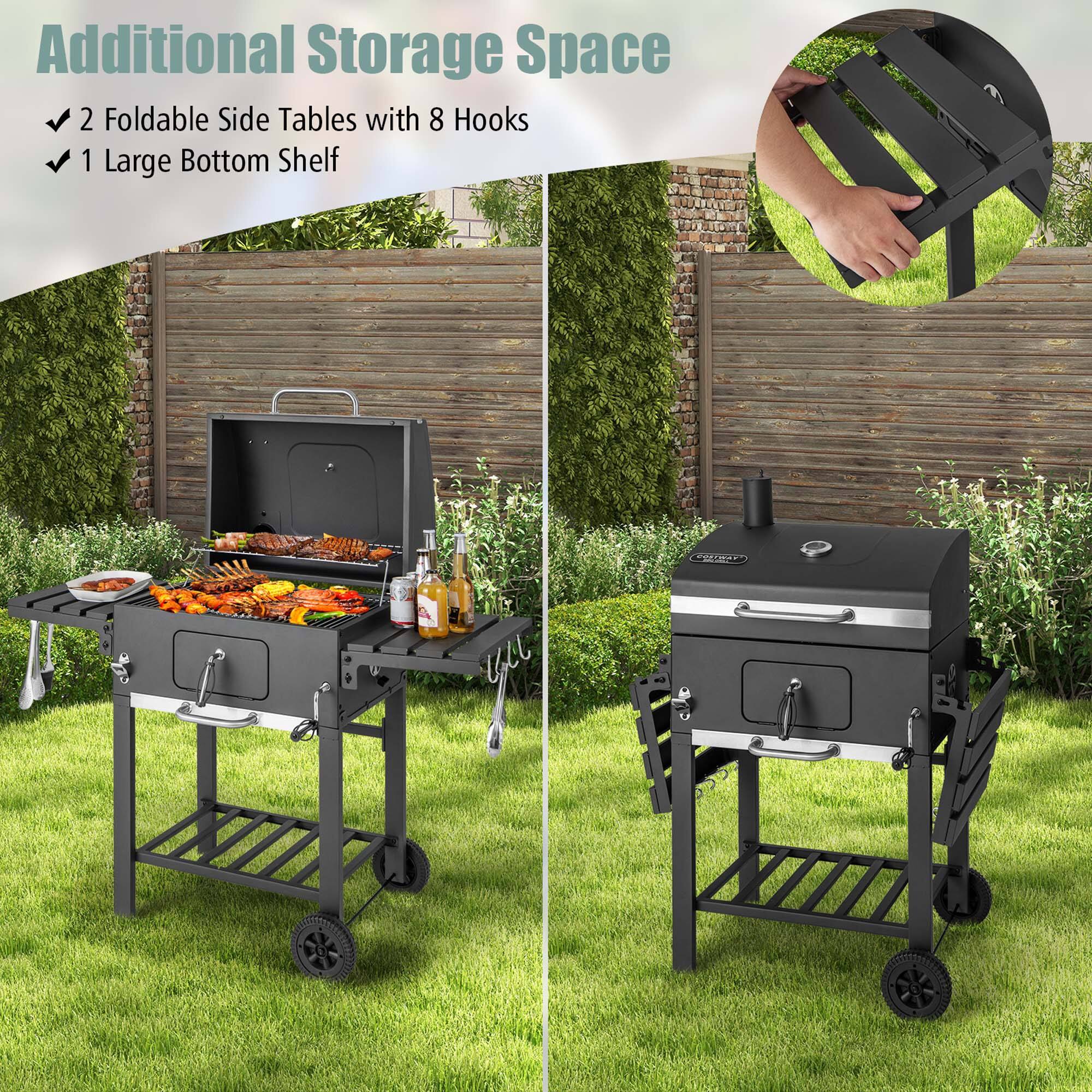 Additional Storage Space  
- 2 Foldable Side Tables with 8 Hooks  
- 1 Large Bottom Shelf