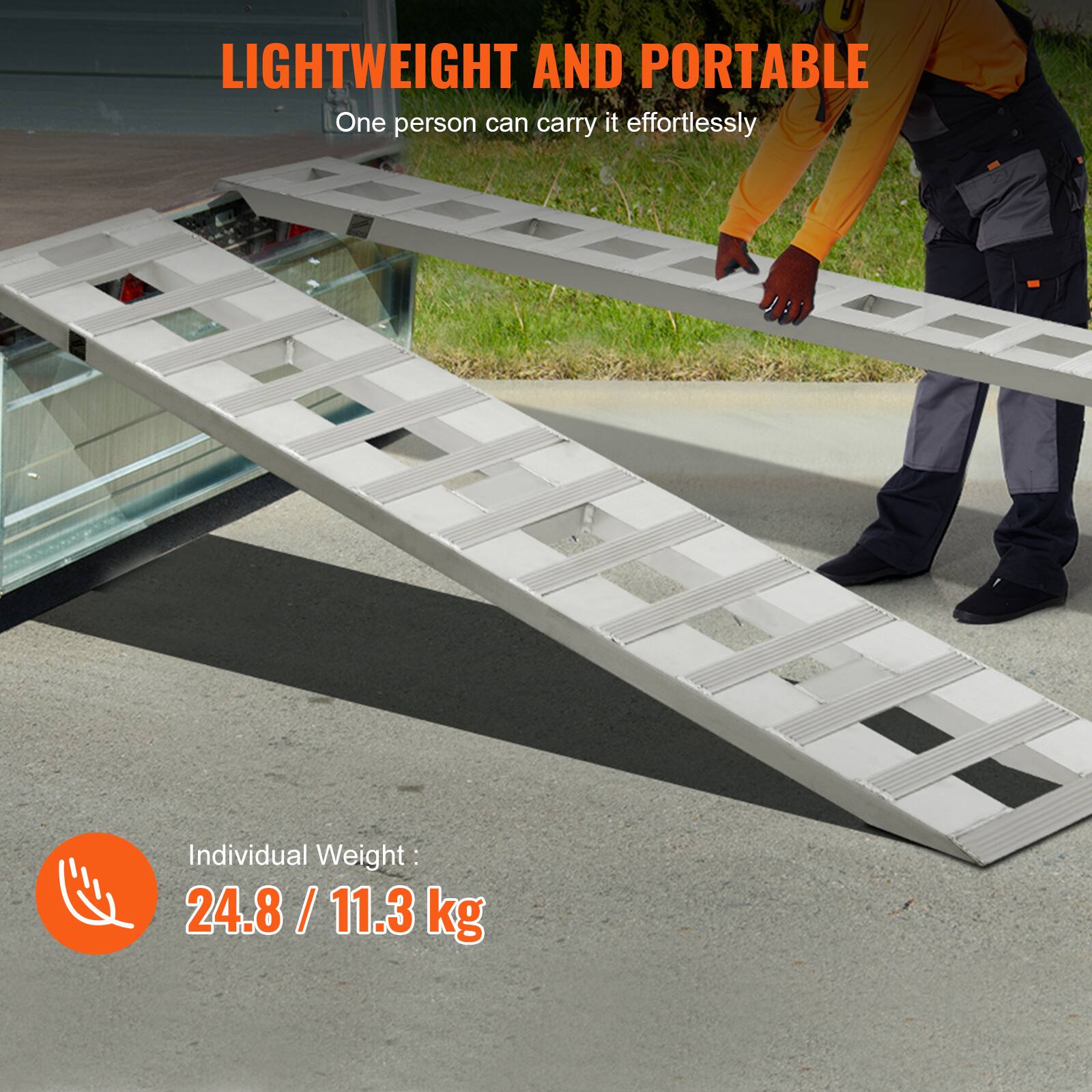 LIGHTWEIGHT AND PORTABLE  
One person can carry it effortlessly  

Individual Weight: 24.8 / 11.3 kg