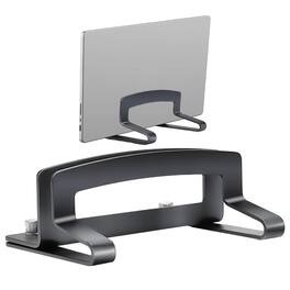 HongFei - Vertical Laptop Stand Adjustable Aluminum Space Saving Holder for Desk, Gaming Home Office, Up to 17.3 Inch Laptops - Black