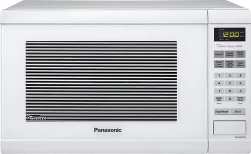 Front. Panasonic - 1.2 Cu. Ft. Mid-Size Microwave - White.