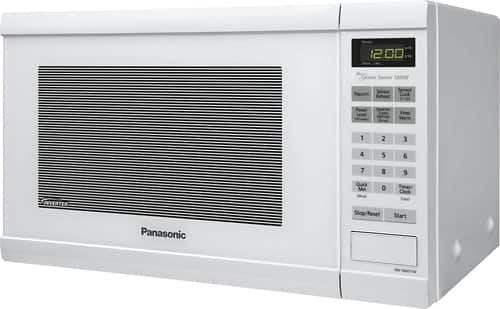 Left. Panasonic - 1.2 Cu. Ft. Mid-Size Microwave - White.
