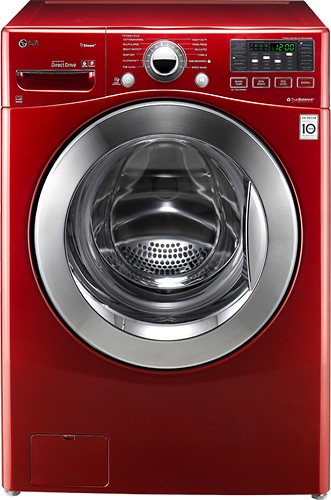  LG - TurboWash 3.7 Cu. Ft. 12-Cycle High-Efficiency Steam Front-Loading Washer - Wild Cherry Red