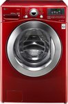 Front Standard. LG - TurboWash 3.7 Cu. Ft. 12-Cycle High-Efficiency Steam Front-Loading Washer - Wild Cherry Red.