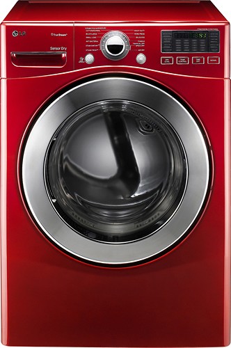  LG - SteamDryer 7.3 Cu. Ft. 12-Cycle Ultra-Large Capacity Steam Electric Dryer - Wild Cherry Red