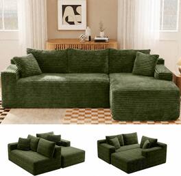 Anysun - 106.3" Modular Right Facing Cloud Combination Sofa – L-Shaped Living Room Sofa with Recliner, Modern Minimalist Design - Green