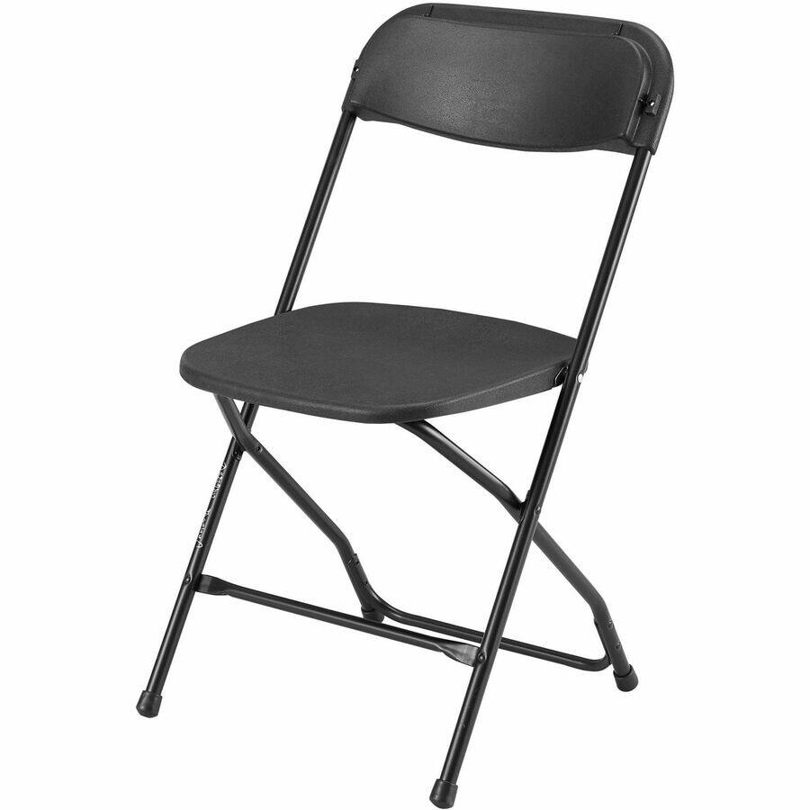 Angle. Lorell - Lorell Injection molded Folding Chairs X Style Base Black Plastic 4 / Carton - Black.