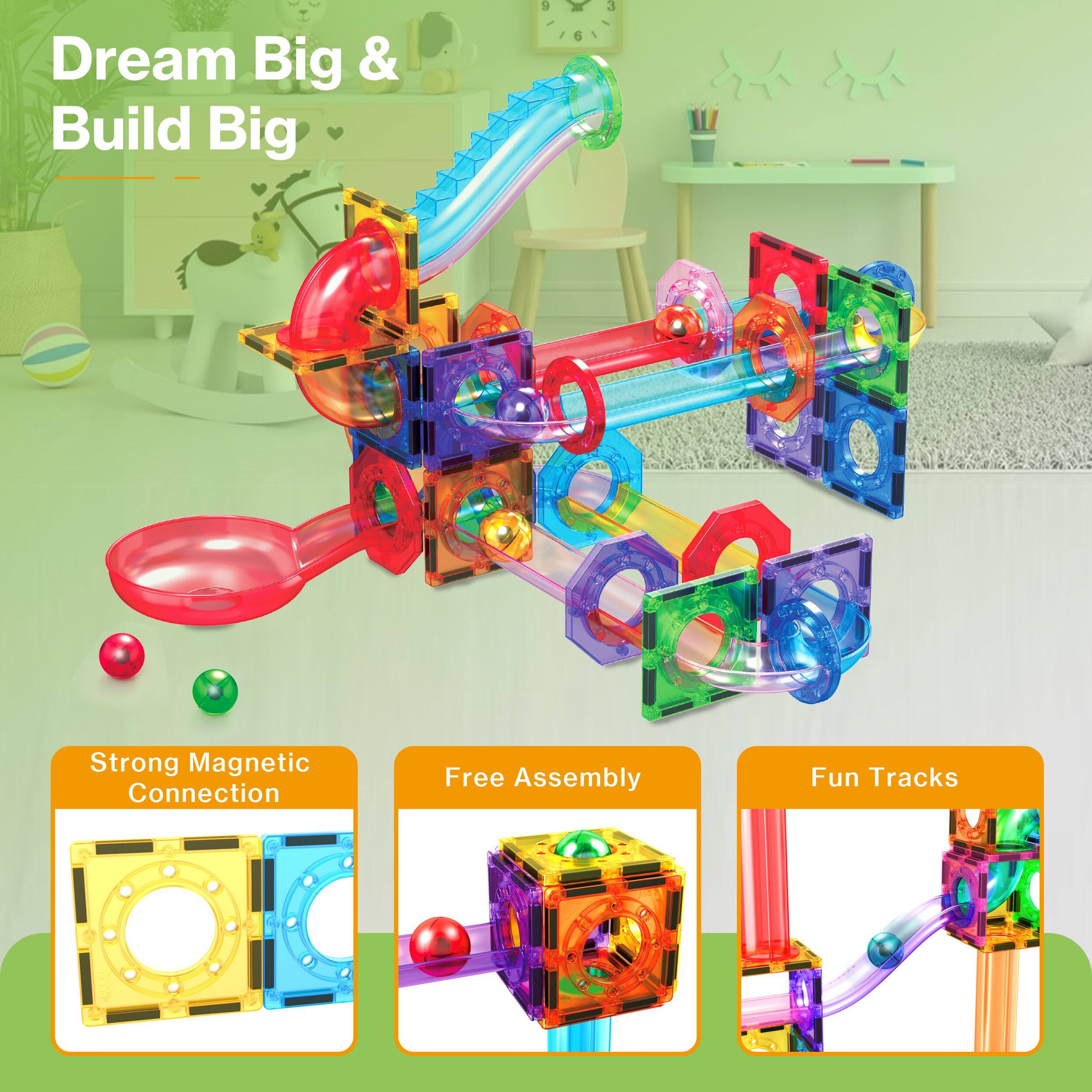 Dream Big & Build Big

Strong Magnetic Connection

Free Assembly

Fun Tracks