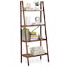 Gymax - 4-Tier Bamboo Ladder Bookshelf 58'' Display Shelf Storage Rack Plant Flower Stand - Walnut