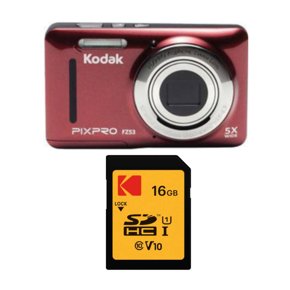 Kodak Pixpro FZ53 5X Wide Lock 16GB SDHC TM S 1 H I CC 10 V10