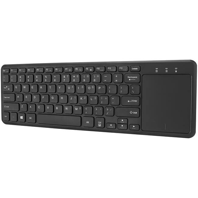 Adesso - Wireless Keyboard with Built-in Touchpad - Wireless Connectivity - RF - 30 ft - 2.40 GHz - USB Interface - 78 Key - Black