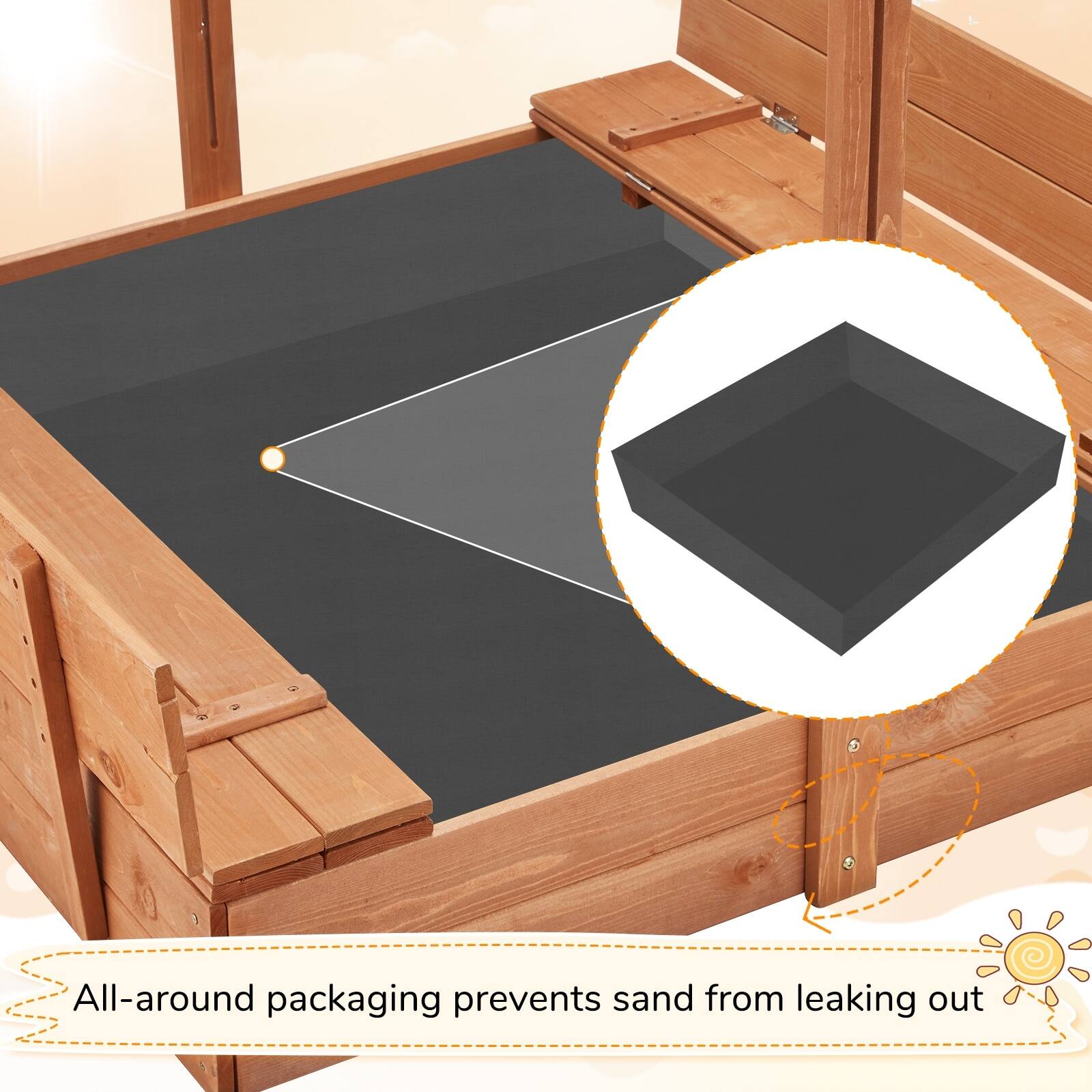 All-around packaging prevents sand from leaking out