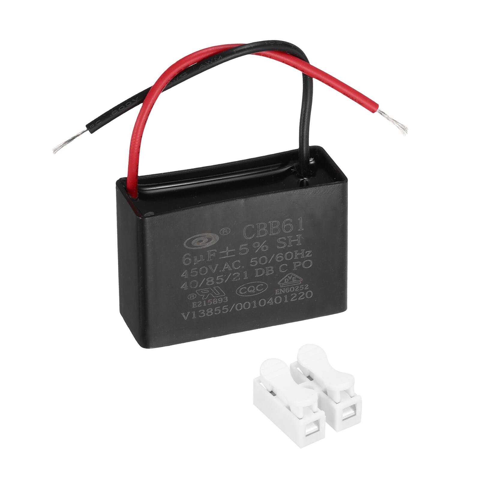Unique Bargains - 6uF CBB61 Ceiling Fan Capacitor, AC 450V 2 Wires with Terminal Blocks for Pump Motor Generator Blower - Black price history on PriceWatchPro