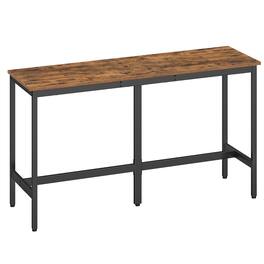 Songmics Home - Bar Table, Kitchen Dining Table, High Top Pub Table, Bar Height Cocktail Table, Sturdy Metal, 15.7 x 63 x 35.4 Inches - Rustic Brown and Ink Black