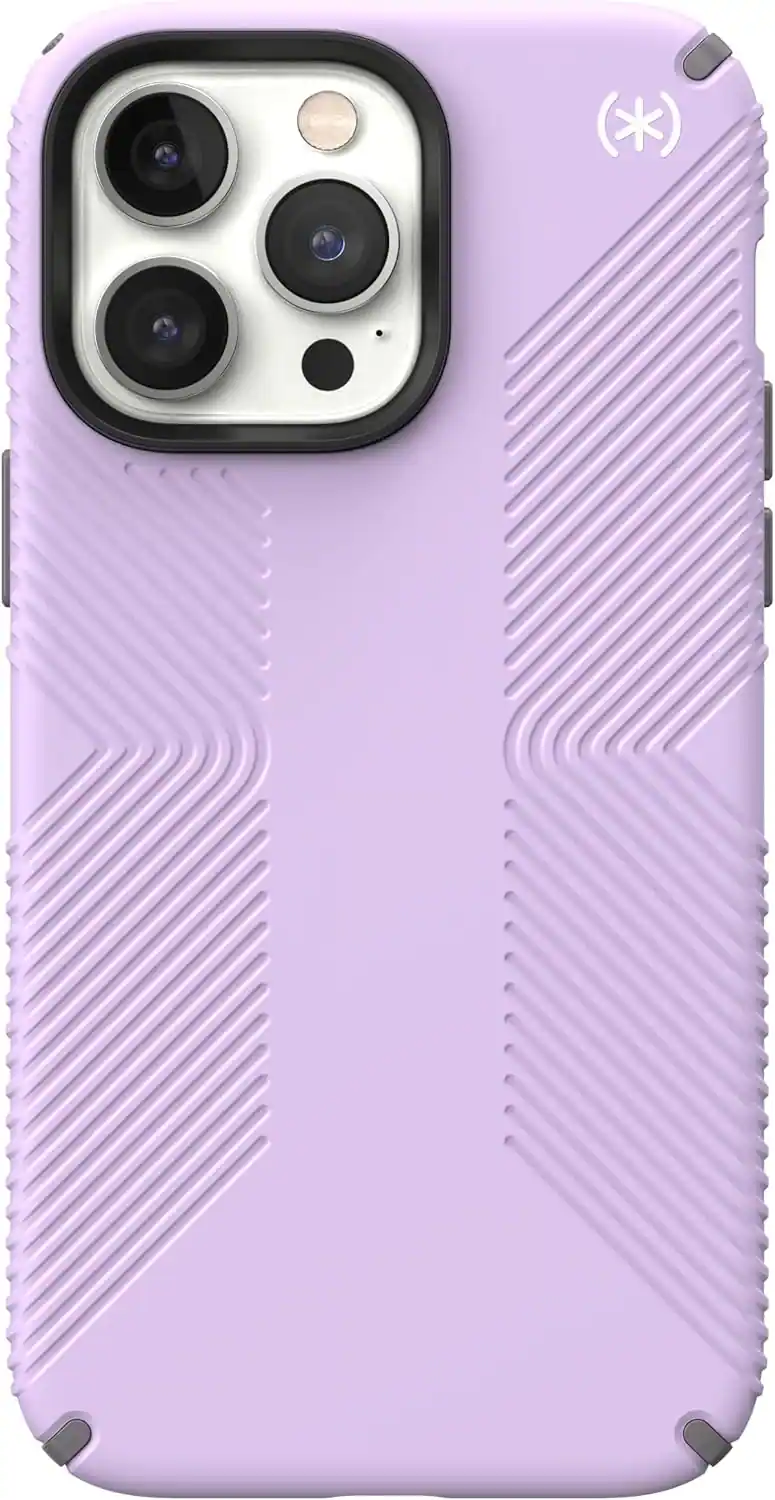 Speck - Presidio2 Grip Case For Apple iPhone 14 Pro Max - Spring Purple/Cloudy Grey