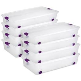 Sterilite - 60 Quart ClearView Latch Storage Box Stackable Bin with Lid, 8 Pack - Clear