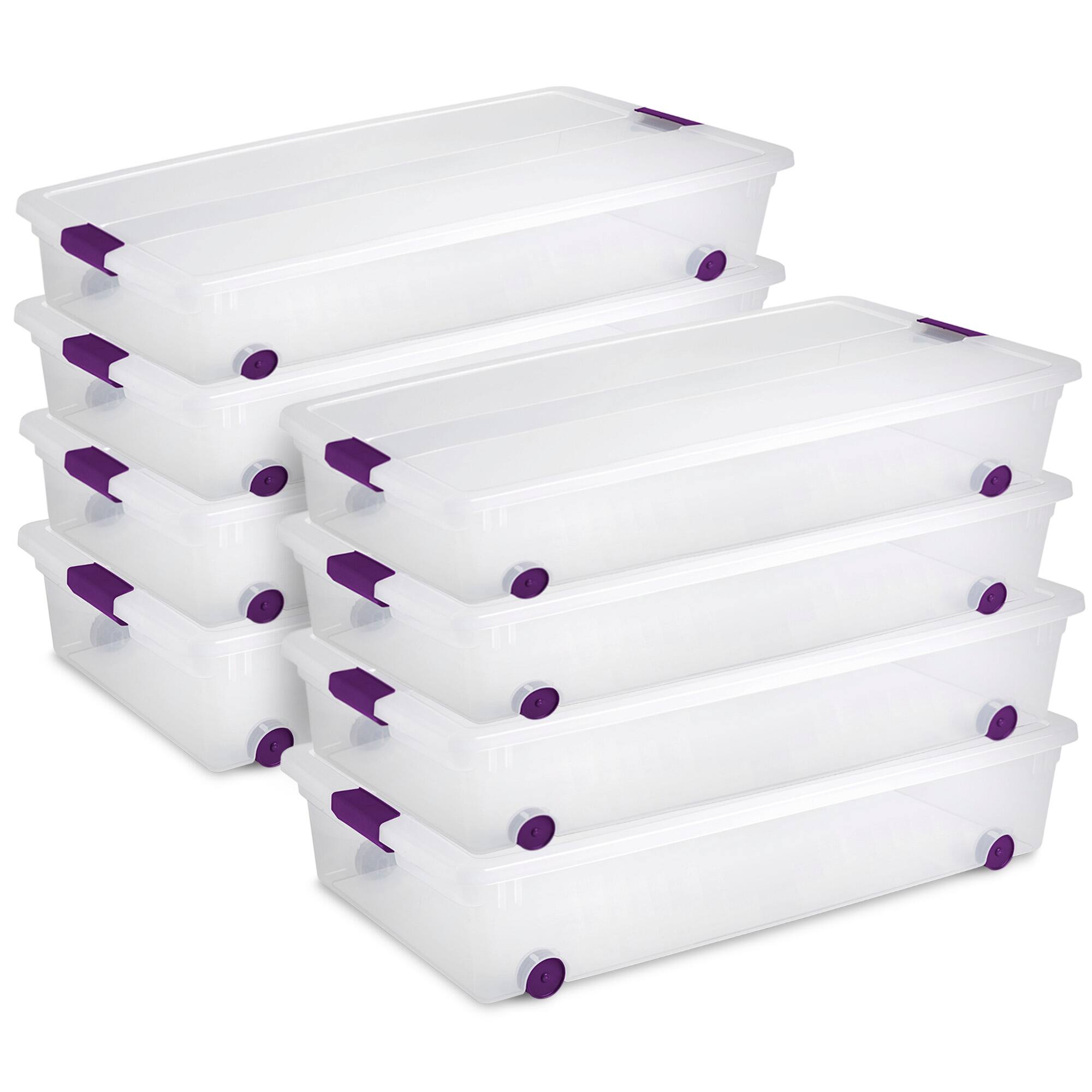 Front. Sterilite - Sterilite 60 Quart ClearView Latch Storage Box Stackable Bin with Lid, 8 Pack - Clear.