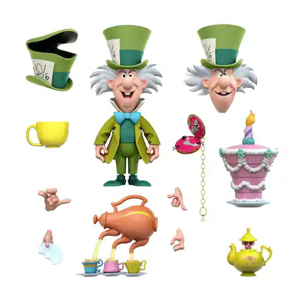 Front. Disney - Disney Ultimates Alice Wonderland Mad Hatter 7-Inch Scale Action Figure - Green.