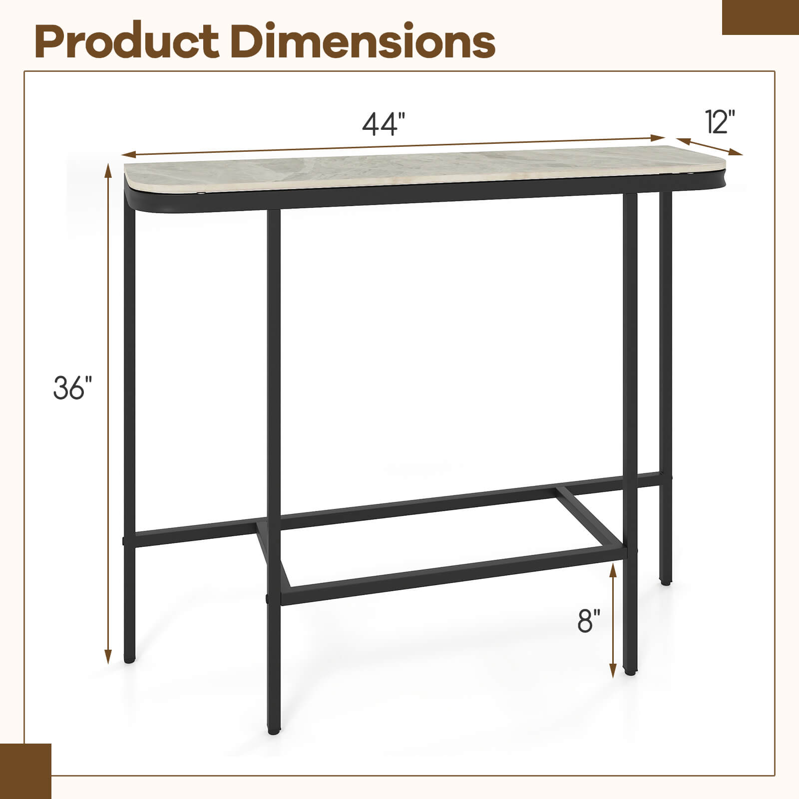 Product Dimensions: 44" x 12" x 36" x 8"