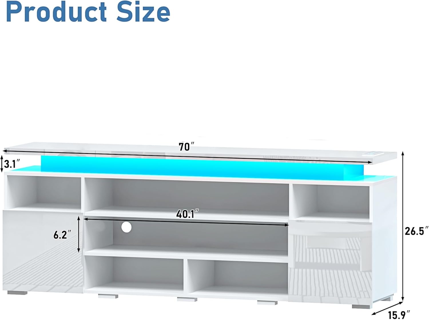 Product Size: 70" x 40.1" x 26.5" x 15.9" x 6.2" x 3.1"