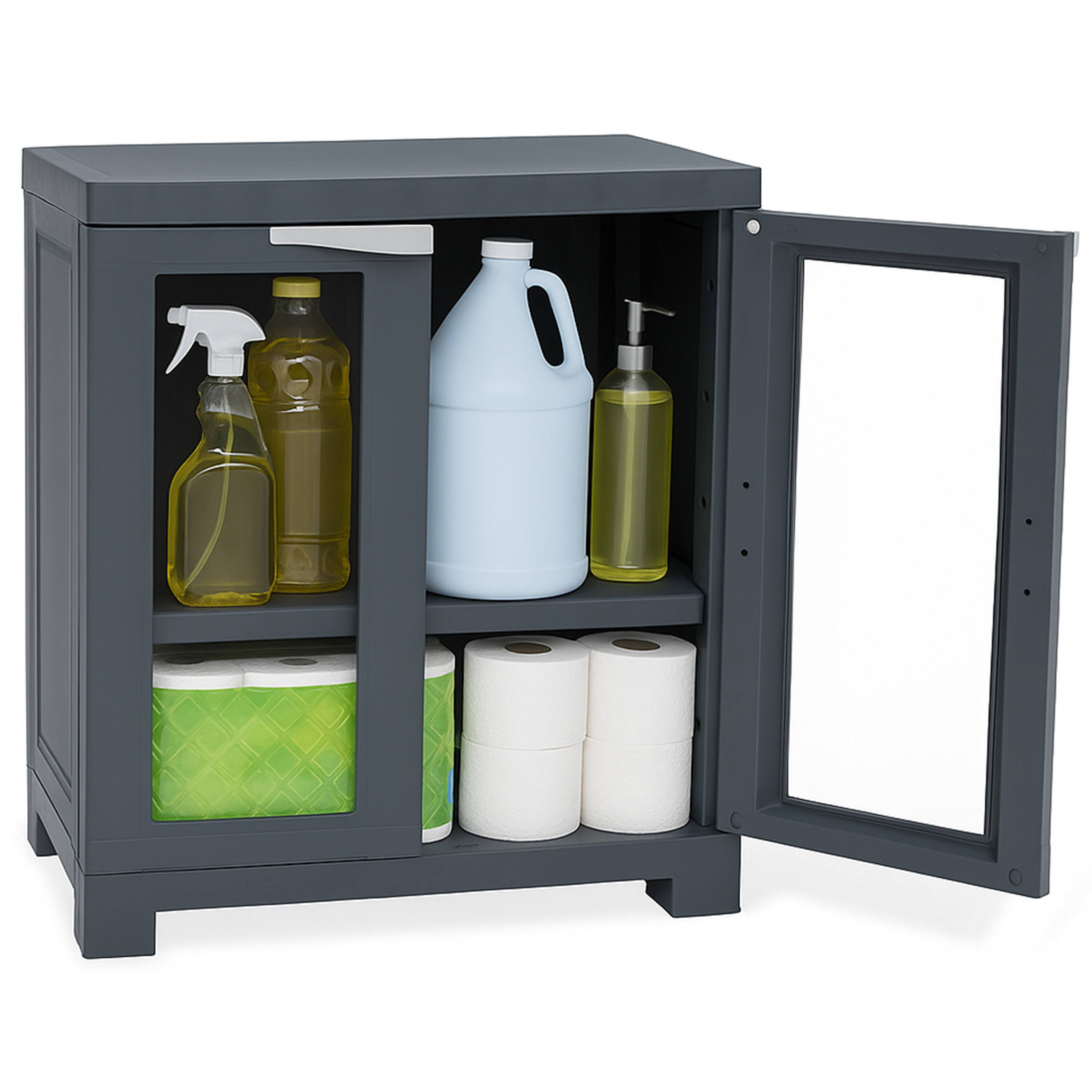 Alt View 5. Sunnydaze - Window-Front Storage Cabinet with Adjustable Shelf - Charcoal.
