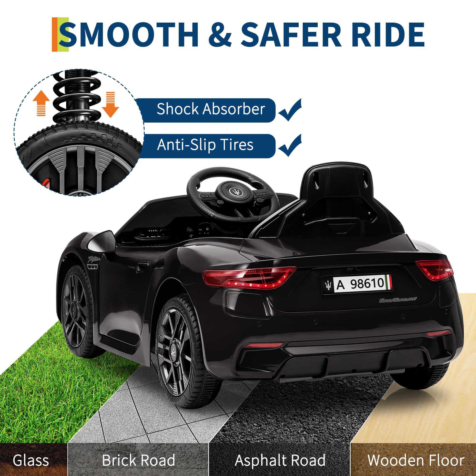 SMOOTH & SAFER RIDE

- Shock Absorber
- Anti-Slip Tires

Glass
Brick Road
Asphalt Road
Wooden Floor