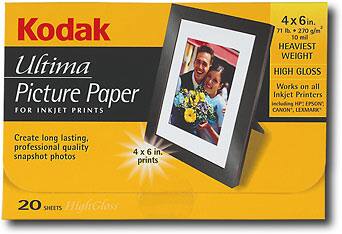 Front Standard. Kodak - 20-Pack 4" x 6" Glossy Picture Paper.