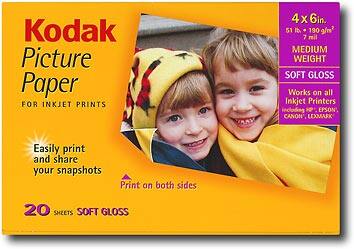 Front Standard. Kodak - 20-Pack 4" x 6" Soft-Gloss Picture Paper.